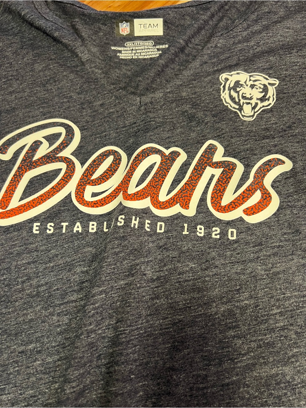 Team Apparel Navy Bears Script Short Sleeve Tee with White Stripes - Picture 3 of 7